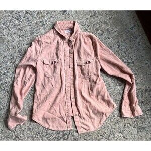 FRAME Denim Button up Shirt in Faded Light Pink Frayed Womens Sz Medium EUC